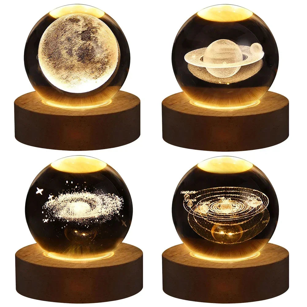 3D Galaxy Crystal Ball Night Light